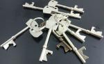 bottle opener keyring with ribbon printed information