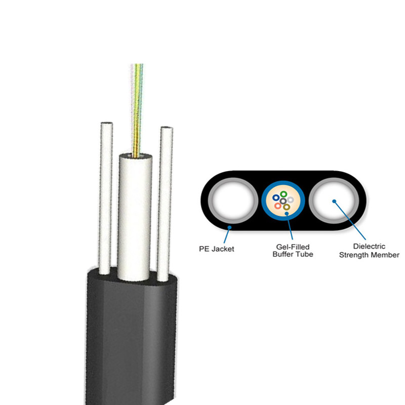 G.652D SM Flat FTTH Drop Fiber Optic Cable 2-4km/Drum GYFXTY-FL