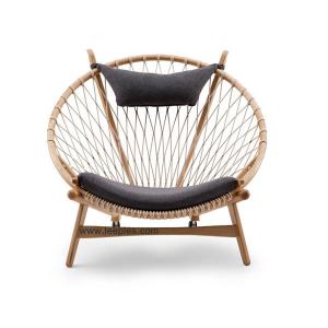 China Modern design balcony semi-circular recliner wooden lounge chair mesh rope woven casual chair single sofa chair. wholesale