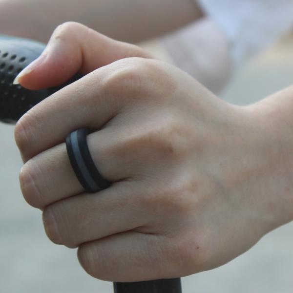 Party 8mm Mens Silicone Wedding Band Flat Edges Two Tone Multi Colors