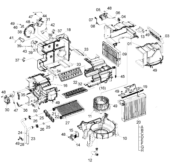4719198 Evaporator HITACHI Excavator Air Conditioner Parts For ZX140W-3 ZX145W-3