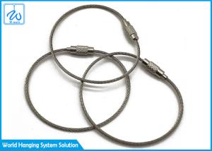 China Luggage Tag Wire Buckle Cable Loop Key Ring , Stainless Steel Wire Rope Keychain wholesale