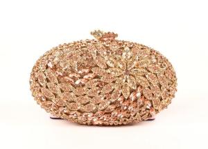 China Oval Shape Luxury Stone Clutch Bag Bridal Wedding With Rose Crystal wholesale