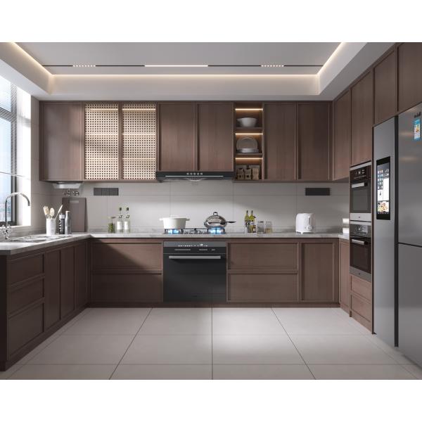 European style kitchen cabinet with decorative moldings