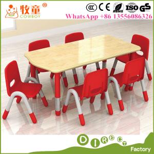 China Early Childhood Centre Kids Furniture 6 Seats Wooden Table and Chairs Supplier in Guangzhou China wholesale