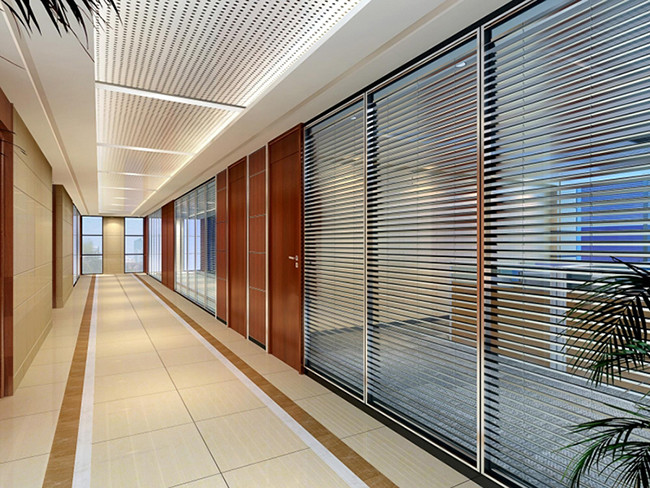 6063 Aluminum Frame Modular Office Partition Walls With Blind