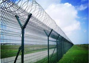 China 50x100mm Y Post Airport Security Fence BTO22 PVC Coated With Razor Barbed Wire wholesale