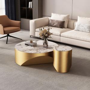 China Stainless Steel Circle Coffee And Dining Table Combined Marble wholesale
