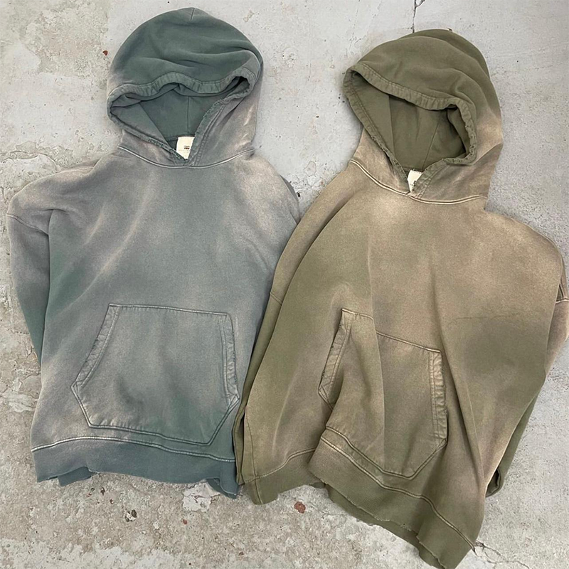 100% Cotton Vintage French Terry Hoodie Customize Distressed Mens Acid Wash Hoodie