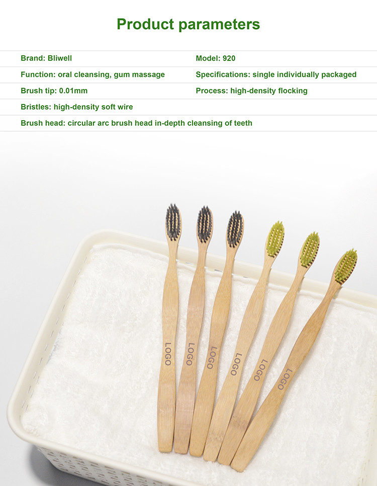 Plastic Free Charcoal Infused Bamboo Toothbrush Recyclable Round Bamboo Toothbrush