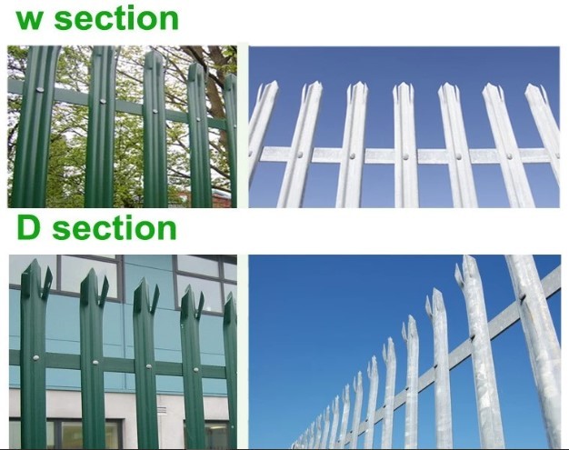 W Pale Powder Coating Colors 1.5mm Steel Palisade Fencing With H Type Post