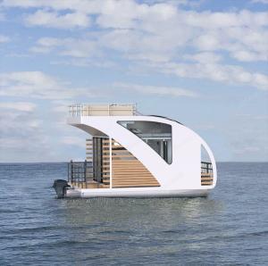 China Aluminum Floating Water House Boat With Living Room 6 Person Capacity wholesale