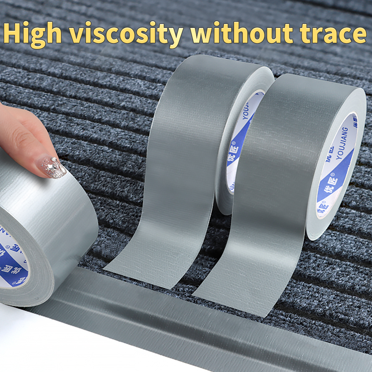 PE Silver Black Adhesive Cloth Duct Tape Indoor Outdoor 20m Length 270um Thickness