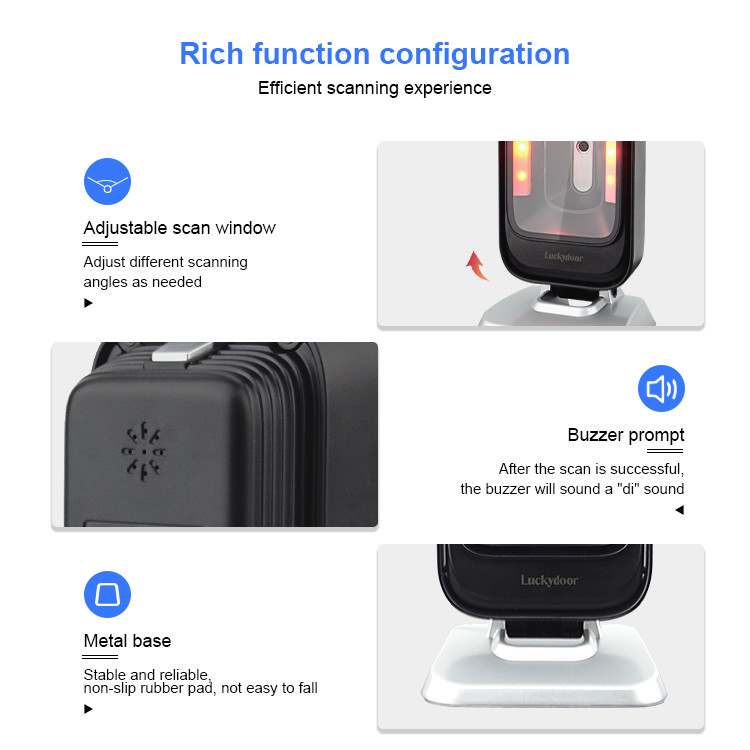 Hands Free Barcode Scanner Omnidirectional 4mil Resolution