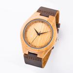 Wood Face Watch With Leather Band / Miyota Movement Leather Watches For Men
