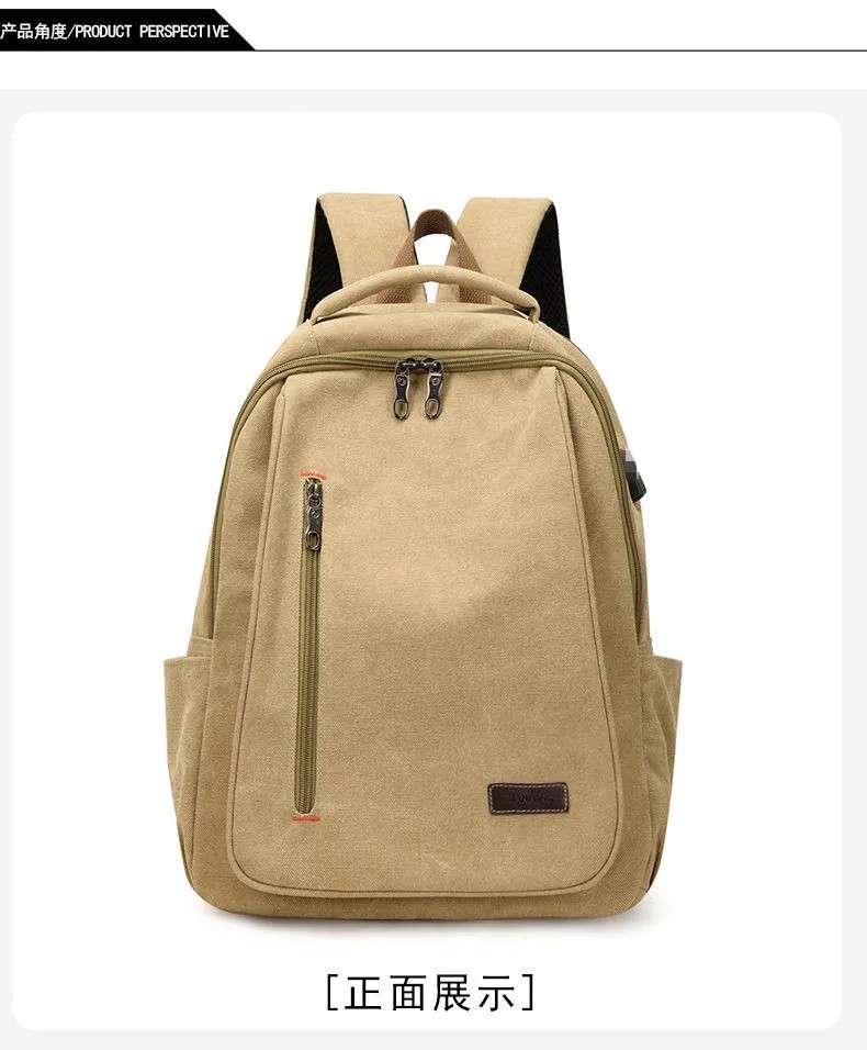 Customized Computer Washable Canvas Backpack Men Women's Travelling Backpack With USB Charging