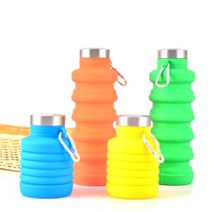 China BPA Free Collapsible Silicone Water Bottle , 500ml Foldable Travel Bottle wholesale