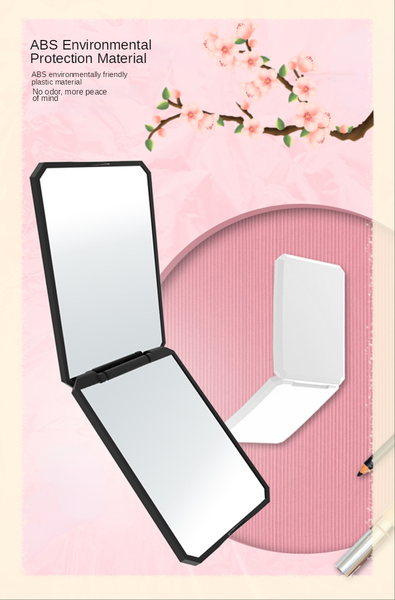 Every day Plastic Glass Mirror Foldable Makeup Travel Heart Shaped Logo Mirror