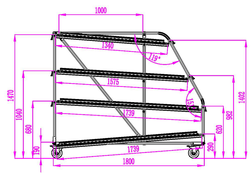 Aluminum alloy  Lean Pipe Flow Material rack
