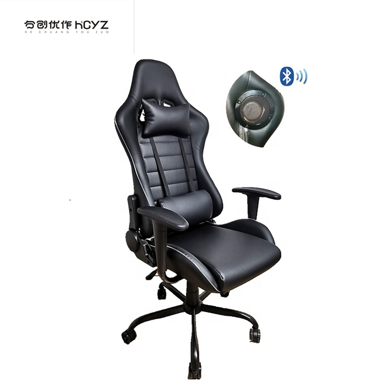 Comfortable Ergonomic PU Leather Gaming Chair with Massage Function and LED Light
