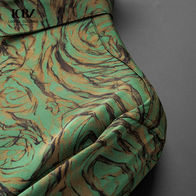 Autumn Casual Shirts For Men All Over Digital Print Floral Chain Viscose Long Sleeve
