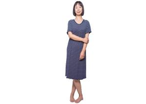 China Yarn Dye Viscose / Elasthan Stripped Pajamas Ladies Summer Short Sleeves wholesale