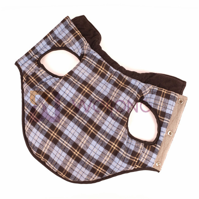 Upscale 100% Cotton Canvas Dog Jacket Plaid True Silver Button Pocket XS S M L XL
