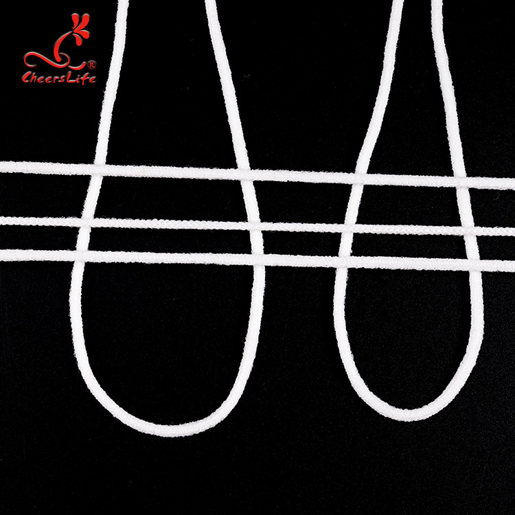 Nylon Round Elastic Earloop Cord For Mask 3mm Spandex Band White Color