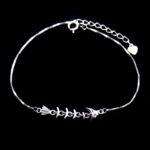 China Fish Sterling Chain 925 Silver Cubic Zirconia Bracelet wholesale