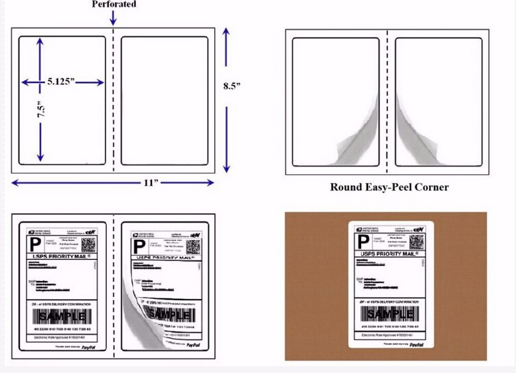 10*15mm 3 Layers Half Sheet Custom Shipping Labels