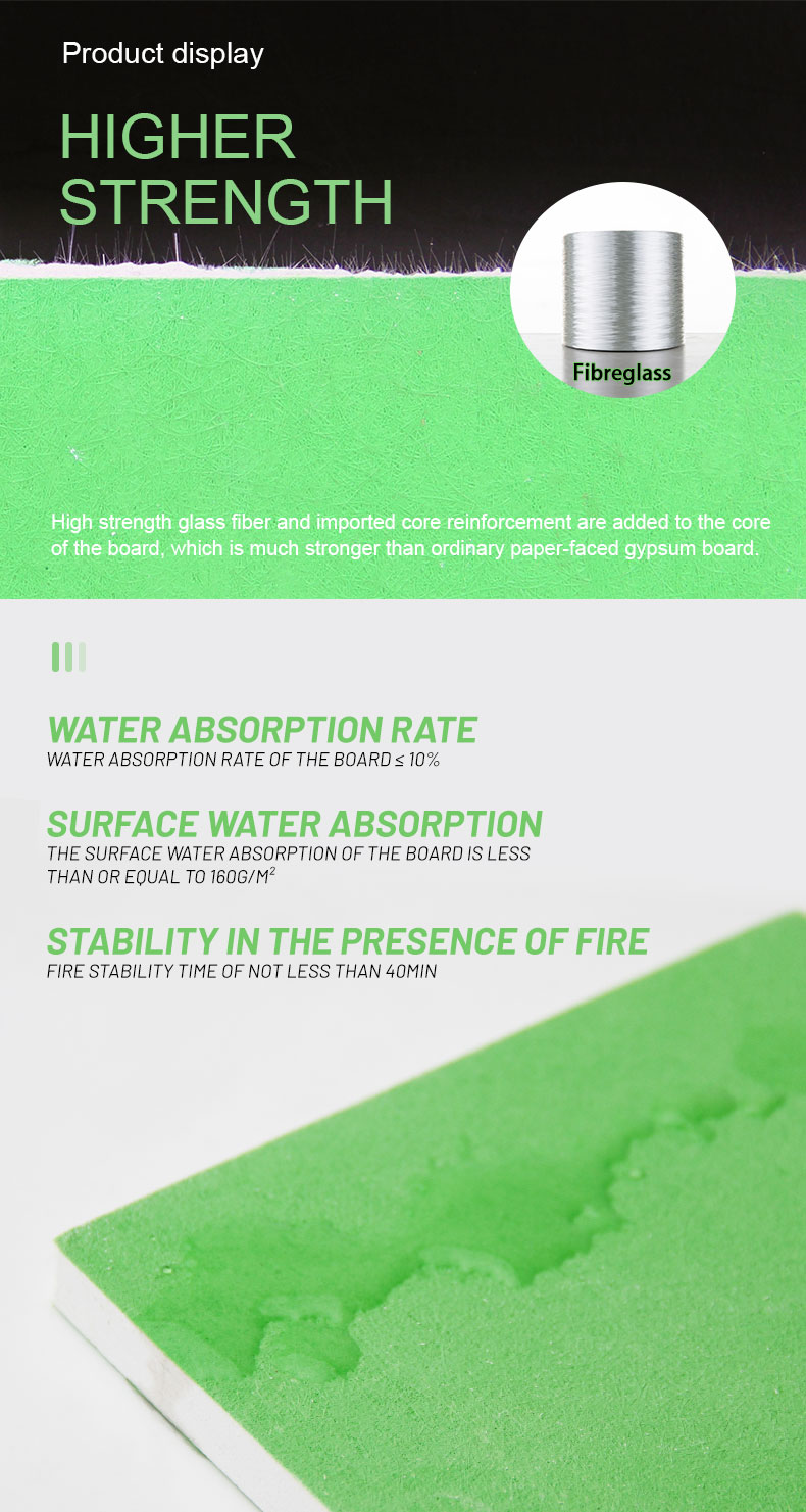 Water Resistant Gypsum Board 4x8ft for Partition Walls