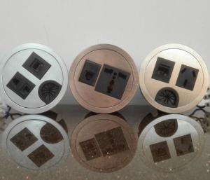 China Round Conference Table Socket / Zinc Alloy Desktop Power Sockets wholesale