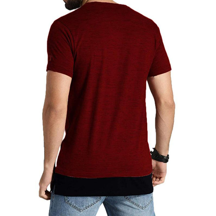 Plain Dyed Mens O Neck T Shirt , Red Premium Fashionable Mens T Shirts With Pocket