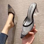 3111-2 Korean Fashion Pointed Shallow High Heeled Shoes Net Red Diamond Sandals