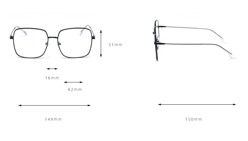 Silver Alloy Square Big Frame Glasses Men Women Unisex Decoration Transparent Frame Glasses