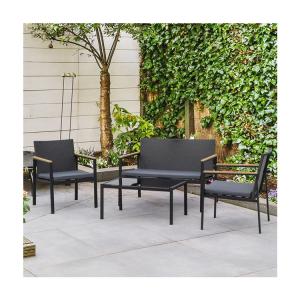 China Balcony Lounge Outdoor Iron Metal Patio Furniture Set Mixed with Waterproof PE Rattan wholesale