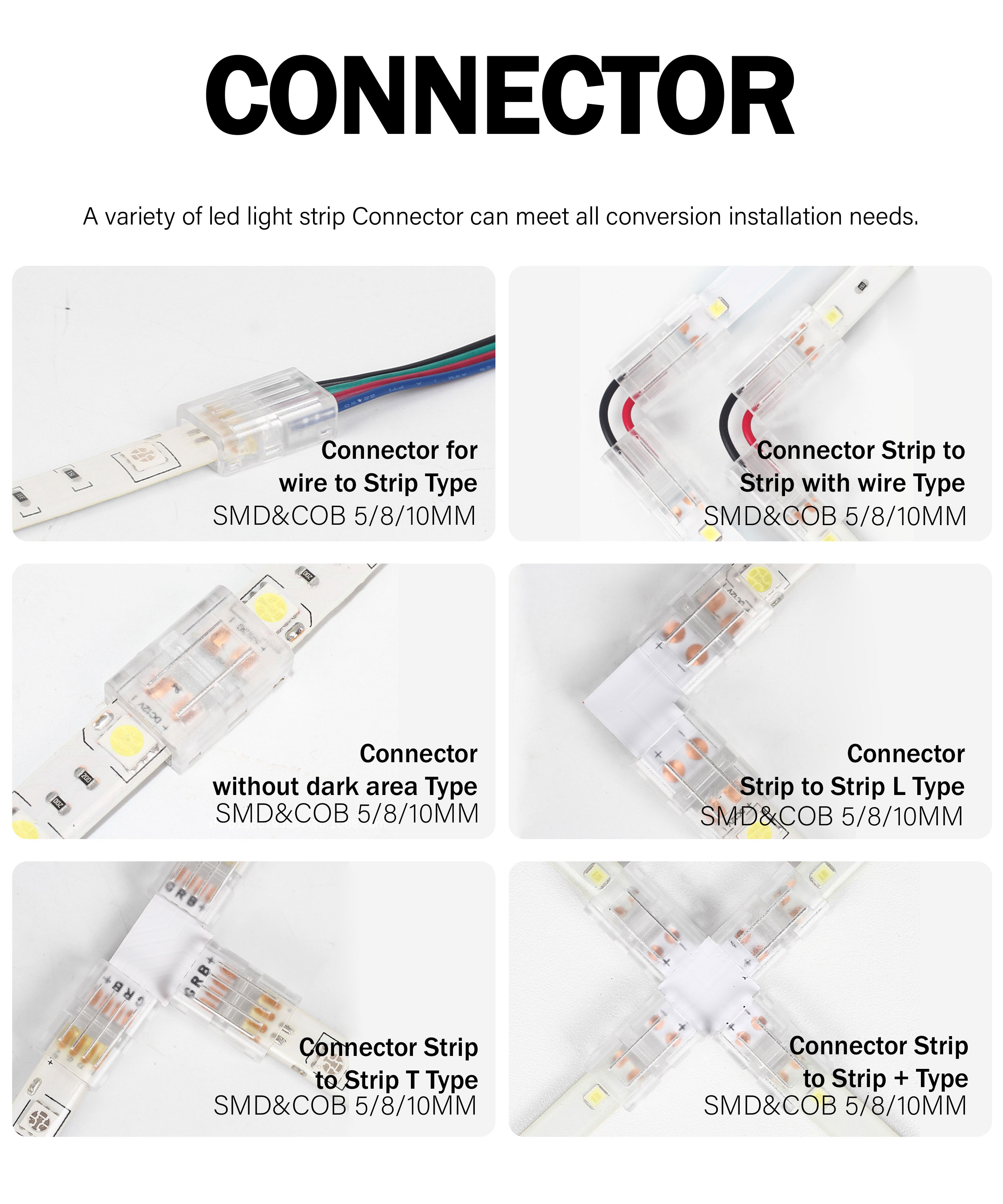 12v24v 8mm 608leds 3000K 4000K 6500K CCT Electroplate Dual Color COB Led Strip Light