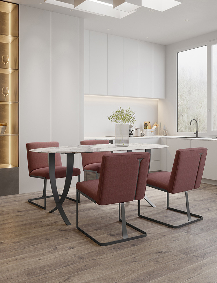 180*92cm Contemporary Marble Dining Table ODM White Stainless Frame