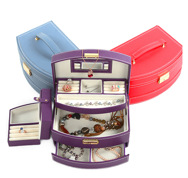 Portable Two Layer Jewelry Box Organizer With Lock Multifunction Jewellery Storage Box
