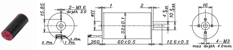 7000 Rpm 24v Brushless Dc Motor 86mA Loading Current Max Coreless