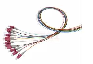 China 12 Core LC 0.9mm MM OM4 Fiber Optic Cable Pigtail wholesale