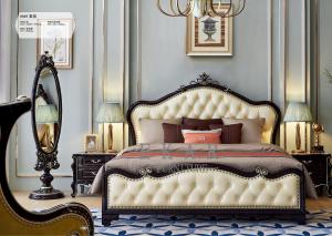 China Royal Wooden Design King Size Frame Leather Bed wholesale