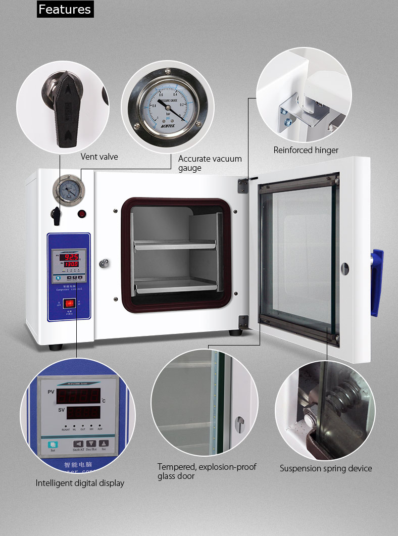 0.9CF Vacuum Small Drying Oven 304 Stainless Steel Hot Air Drying Chamber