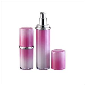 China 25ml 50ml Round Cosmetic Airless Bottle Silver Collar Airless Pump Container PMMA wholesale