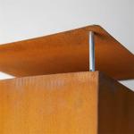 Rectangular Rusty Corten Steel Outdoor Fireplace Wood Burning Chiminea