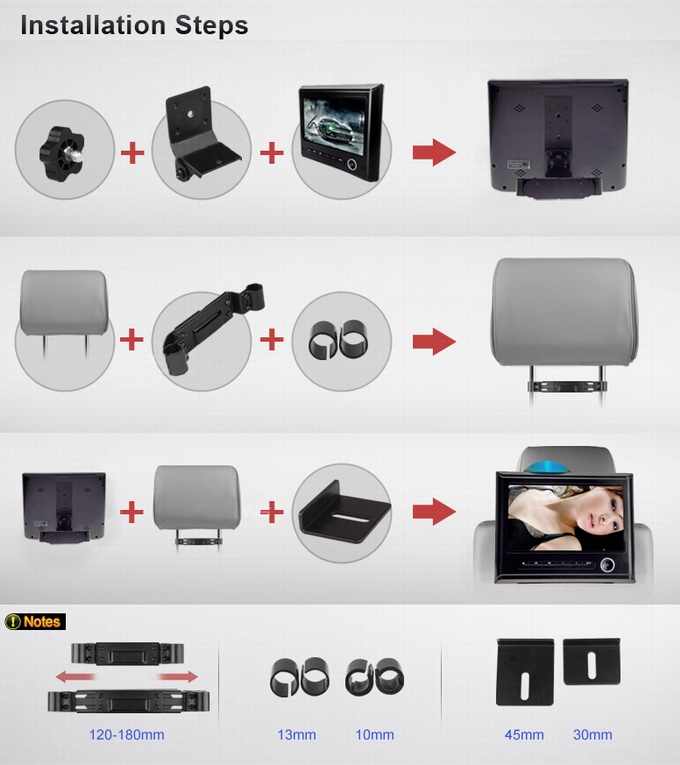 Ouchuangbo 9 inch digital screen car headrest monitor with Multi-language menu OCB-H6618