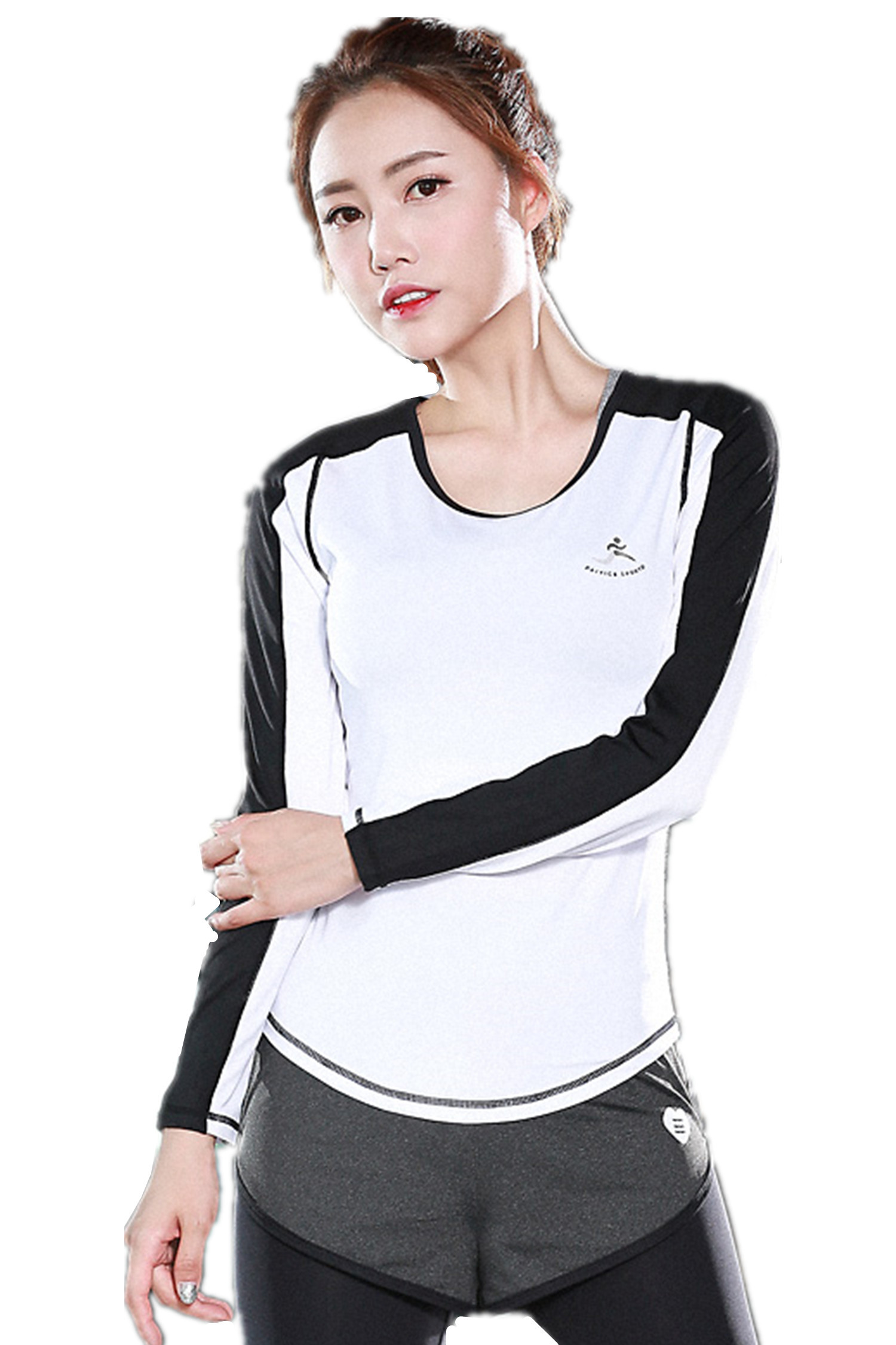 CPG Global Women Multi-Color Breathable Polyester Slim Fit Long Sleeves Round Collar Running T-Shirts Small-Large S53