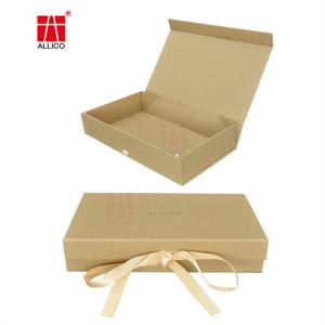 China Ribbon Closure Foldable Shipping Boxes , SGS Brown Kraft Gift Boxes wholesale