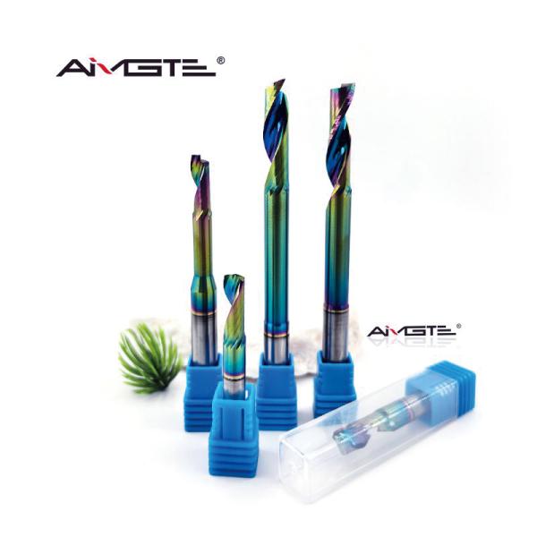 Side view of single flute end mill showing spiral flute design