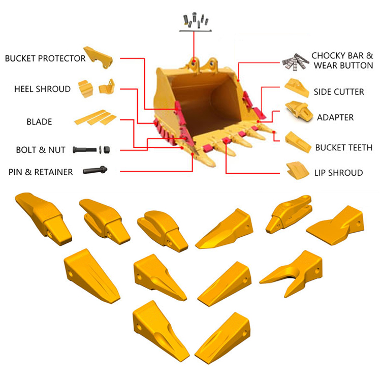 PC200-6 Excavator Bucket Teeth Alloy Steel Spare Parts 205-70-19570